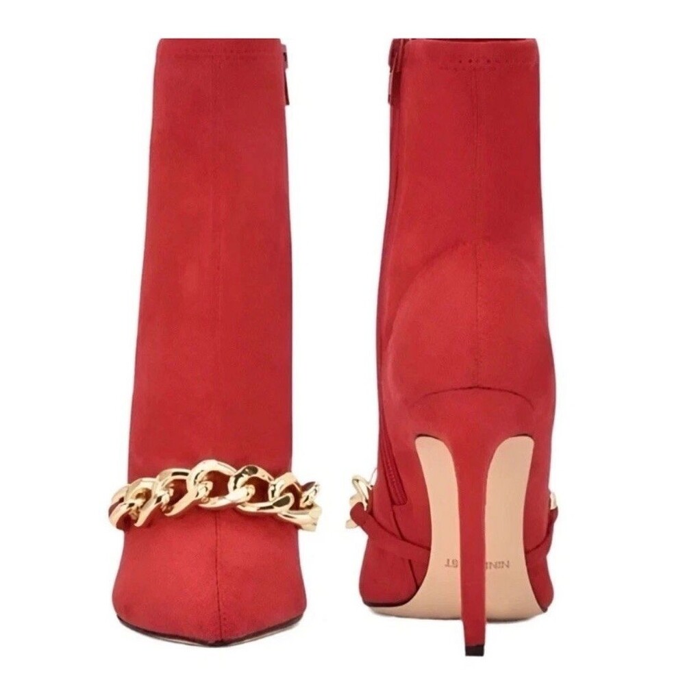 Nine West Women Timbaa2 Stiletto Dress Bootie Faux Suede Red Size8.5 New in Box